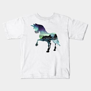 Nightsky aurora borealis unicorn Kids T-Shirt